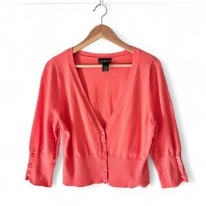 Soft Orange‎ Cardigan Lane Bryant 14/16 | Feminine Lightweight Button Up Sweater